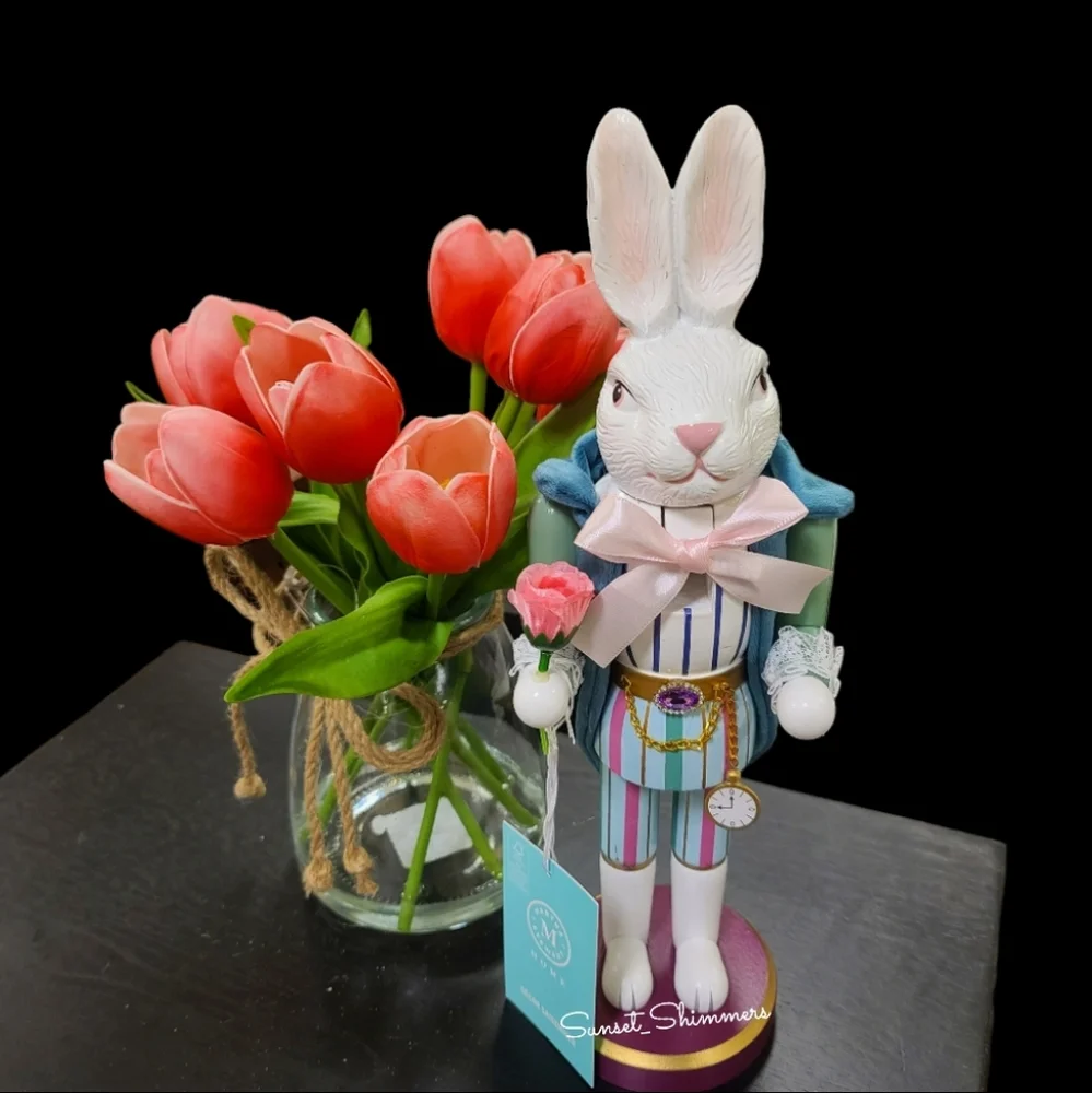 Jeweled Victorian Gentleman Easter Bunny Nutcracker Bow Tie Clock Pocket Watch